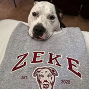 Personalized Embroidered Sweatshirt with Pets Name Custom Dog Face Hoodie