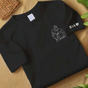 Custom Couple Photo T-shirt, Outline Embroidered Sketch From Photo Jumper, Personalised Faceless Couple Portrait T-shirt, Birthday Matching Top