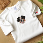 Custom Dog Portrait Embroidered T-shirt,Custom Pet Hoodie, Personalized Pet Face and Pet name Sweatshirt,Custom gift