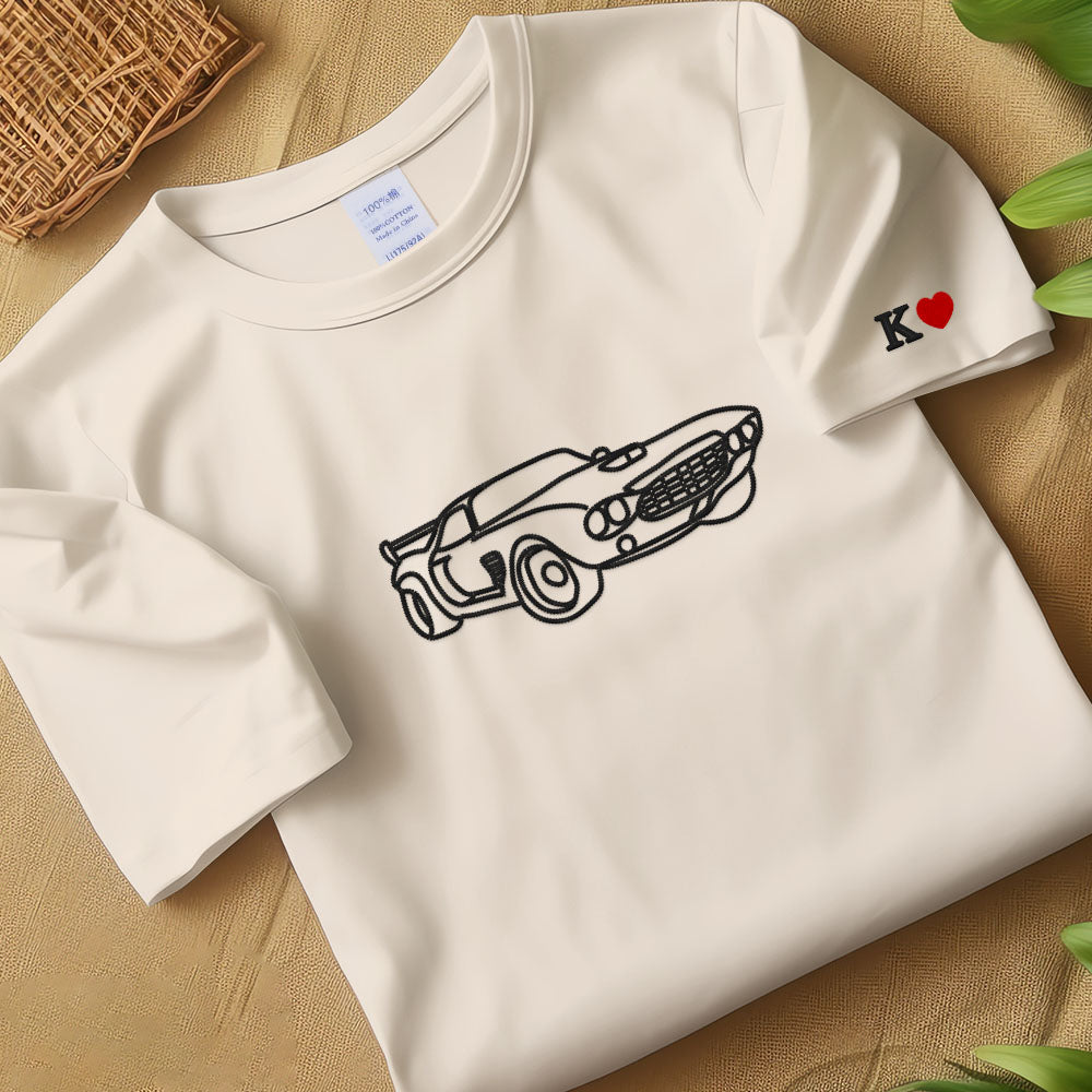 Custom Car outline Sweatshirt, custom middle portrait from photo to shirt, Personalized car photo shirt, Custom gift for dad