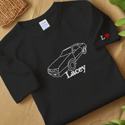 Custom Car Outline Portrait Sweatshirt, Embroidered Sketch from Photo Sweatshirt, Personalised Name Initials T-shirt, Best Car Guy Present