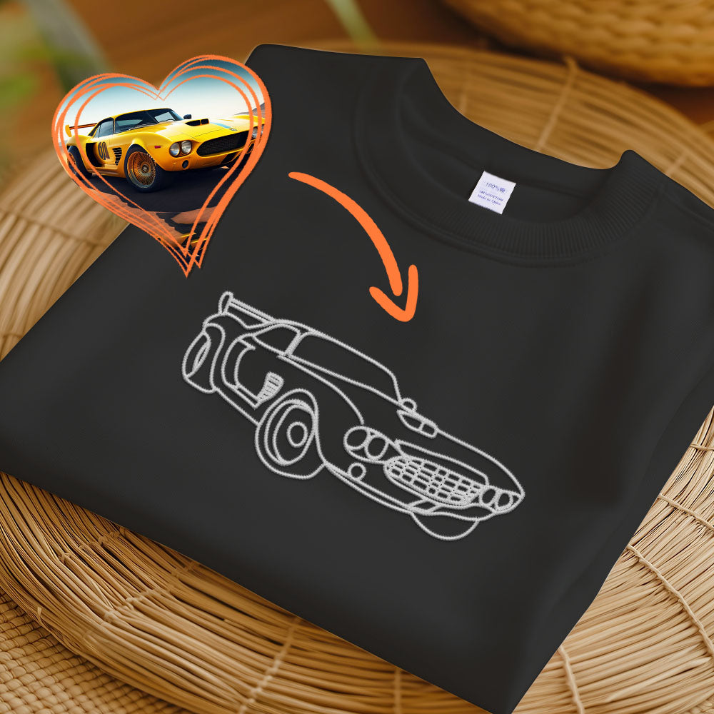 Custom Car outline Sweatshirt, custom middle portrait from photo to shirt, Personalized car photo shirt, Custom gift for dad