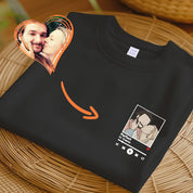 Customized Couple Embroidered Sweatshirts, Couple Photo T-Shirts, Music Player Customized Gifts