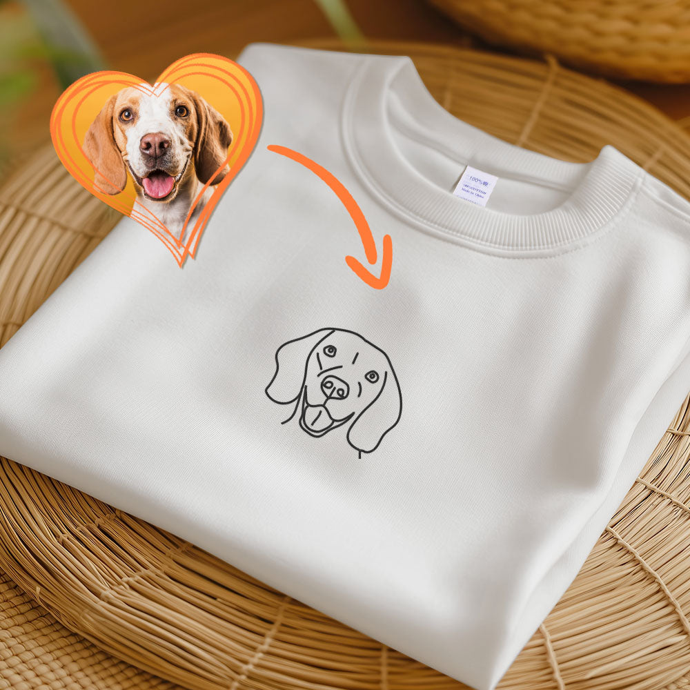 Custom Pet Embroidered T-shirt,Custom Dog Portrait,Embroidered Sweatshirt,Custom Pet Gifts