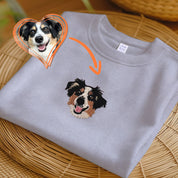 Custom Dog Portrait Embroidered T-shirt,Custom Pet Hoodie, Personalized Pet Face and Pet name Sweatshirt,Custom gift