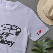 Custom Car Outline Portrait Sweatshirt, Embroidered Sketch from Photo Sweatshirt, Personalised Name Initials T-shirt, Best Car Guy Present