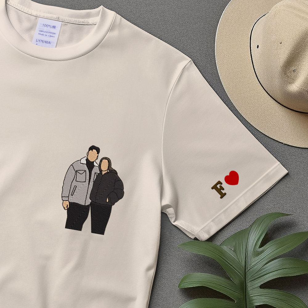 Custom Embroidered Sweatshirt Custom Embroidered Hoodie Custom Photo Portrait Couples Embroidered Sweatshirts Couple Hoodie Anniversary Gift