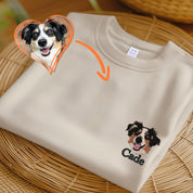 Custom Embroidered Dog Sweatshirt from Photo,Personalized Cat Face with Name T-shirt,Embroidered Cartoon Pet Sweatshirt Using Pet Photo
