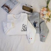 Plus Velvet Style-Custom Roman Numeral Embroidered Sweatshirt Couple Gift