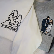 Plus Velvet Style-Custom Roman Numeral Embroidered Sweatshirt Couple Gift