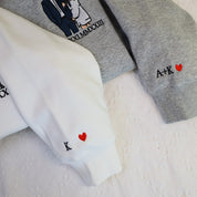 Plus Velvet Style-Custom Roman Numeral Embroidered Sweatshirt Couple Gift