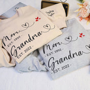 First Mom Now Grandma Personalized Embroidered Sweatshirt With Kids Name On Sleeve