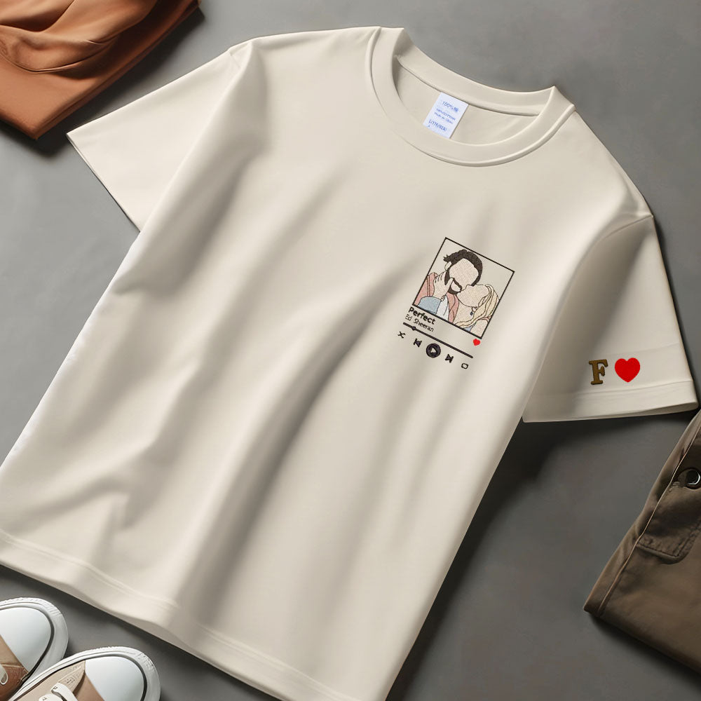 Customized Couple Embroidered Sweatshirts, Couple Photo T-Shirts, Music Player Customized Gifts