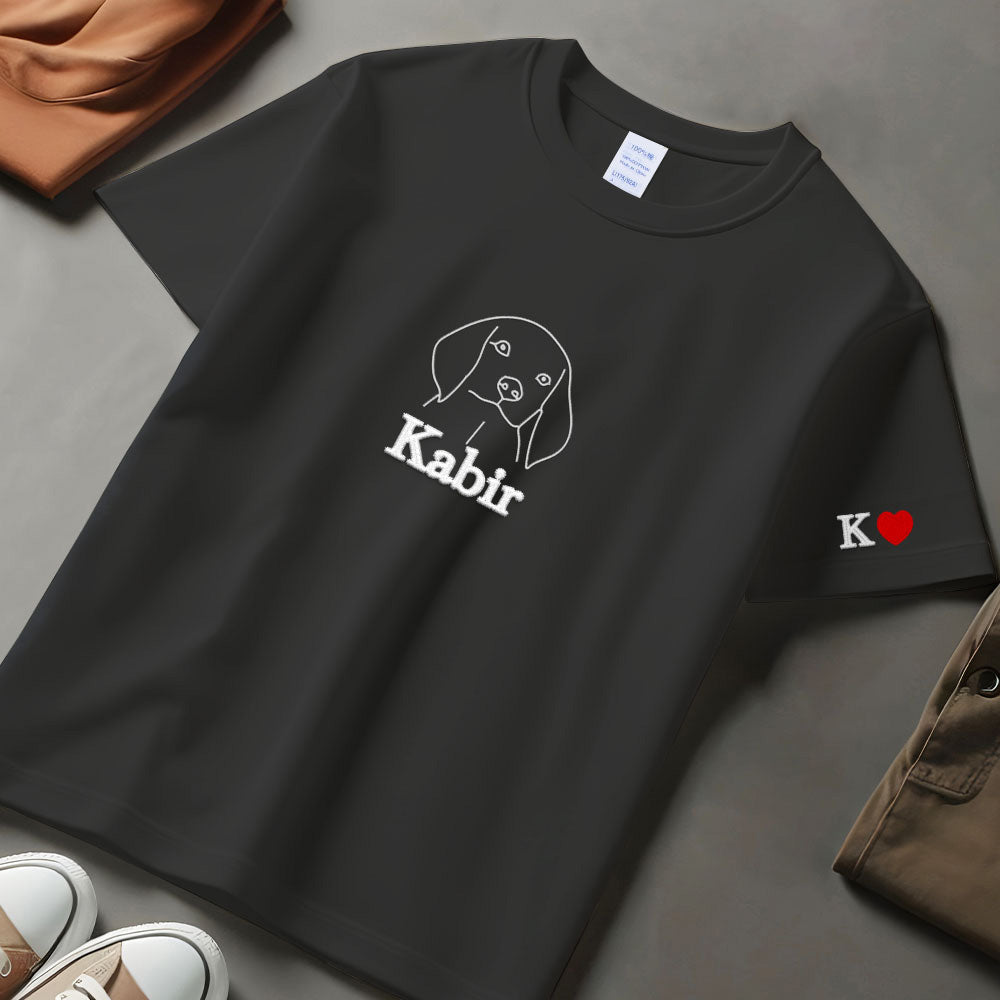 Custom Embroidered Dog T-shirt, Personalised one-line Pet Sweatshirt,Dog Mom Sweater,Unisex Embroidered Hoodie,Custom Gifts For Dog Lovers