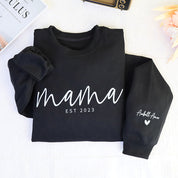 Custom Mama Sweatshirt With Date And Children Name On Sleeve