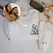 Plus Velvet Style-Custom Roman Numeral Embroidered Sweatshirt Couple Gift