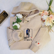 Plus Velvet Style-Gift For Couple Custom Embroidered Hoodie Portrait Music Player Personalized Hoodie