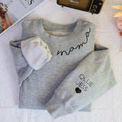 Plus Velvet Style- Best Mama Ever Family Personalized Sweatshirt With Design On Sleeve