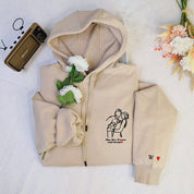 Plus Velvet Style-Custom Couple Hoodie Photo Portrait Hoodie Couple Outline Hoodie