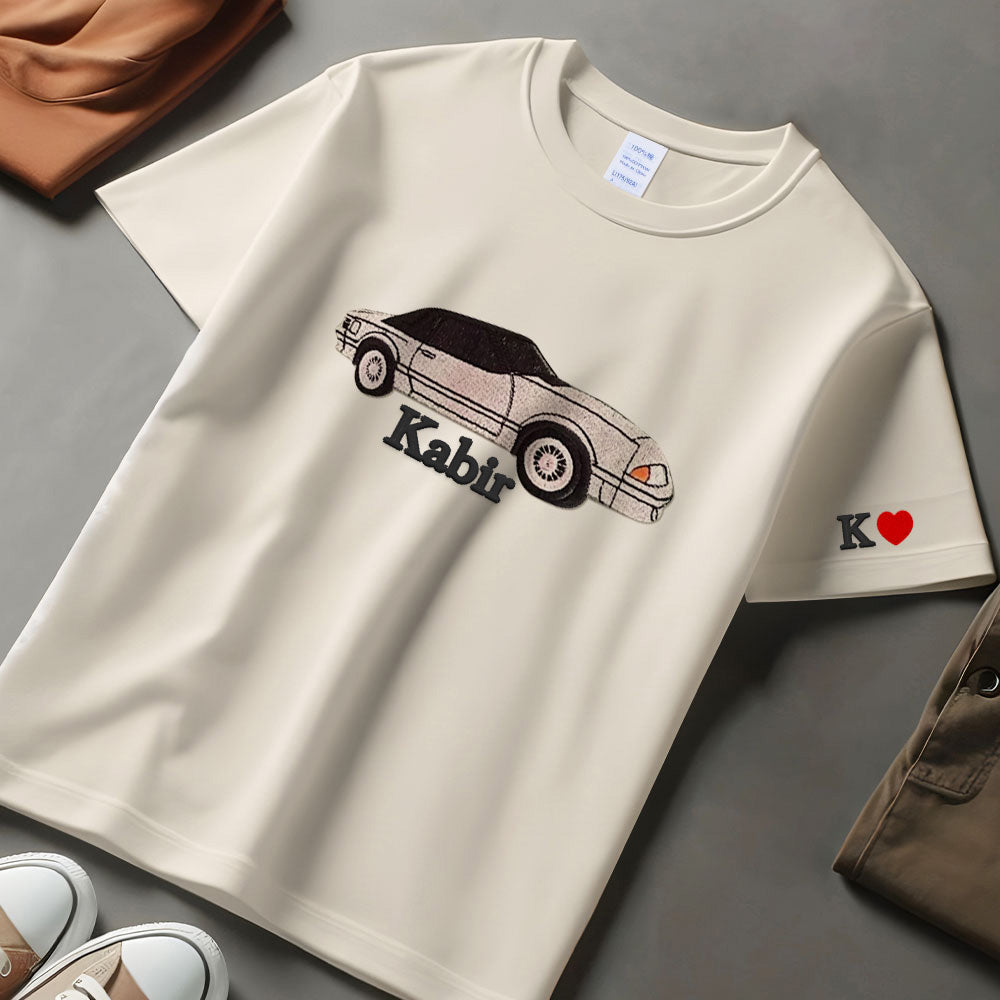 Custom Car Photo Embroidered T-shirt