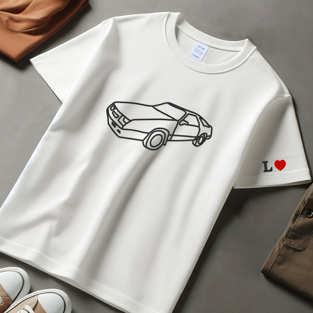 Embroidered Car Sketch Hoodies, Personalised Car Outline from Photo Hoody, Car Photo Boyfriend T-shirt, Car Lover Hoodies, Gift for Car Guys