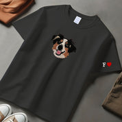 Custom Dog Portrait Embroidered T-shirt,Custom Pet Hoodie, Personalized Pet Face and Pet name Sweatshirt,Custom gift