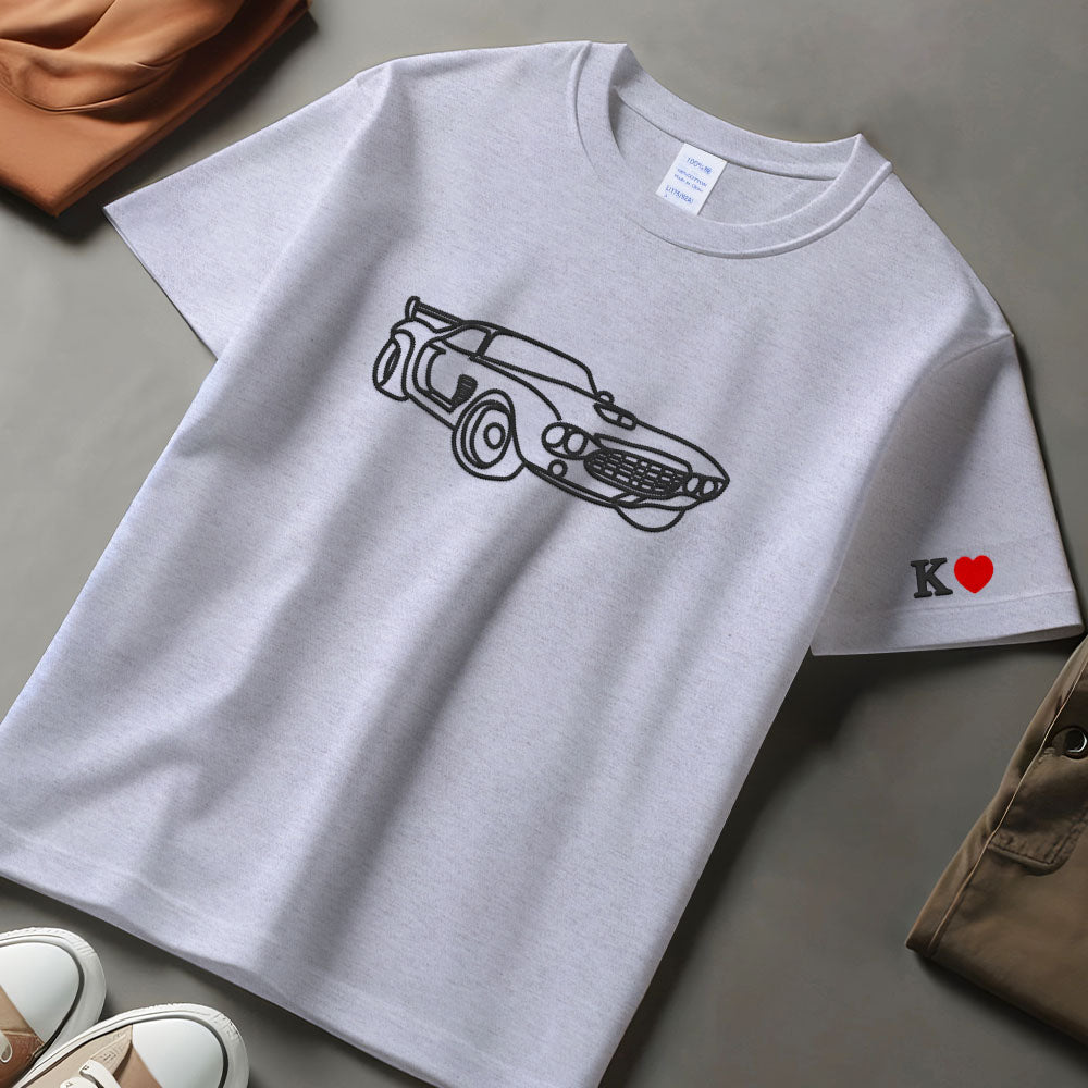 Custom Car outline Sweatshirt, custom middle portrait from photo to shirt, Personalized car photo shirt, Custom gift for dad
