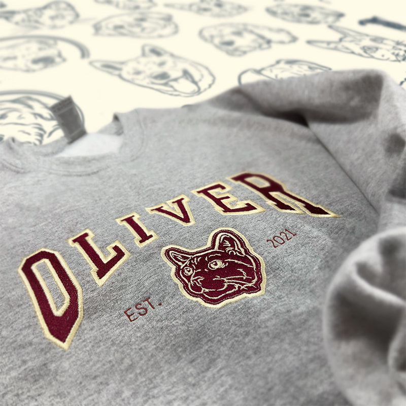 Personalized Dog Embroidery College Sweatshirt