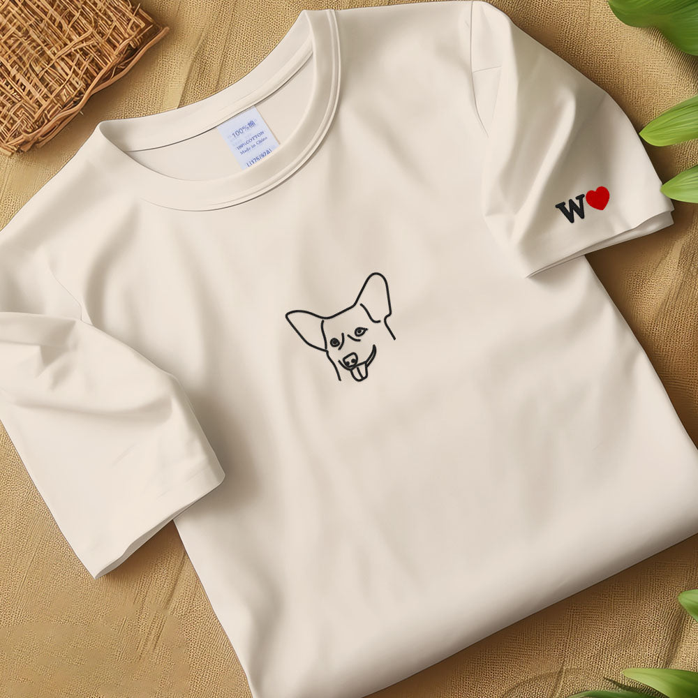 Custom Pet Embroidered T-shirt,Custom Pet Gifts,Personalized Dog Sweatshirt,Embroidered Hoodie,Pet Portrait,Birthday Gifts,Pet Gifts