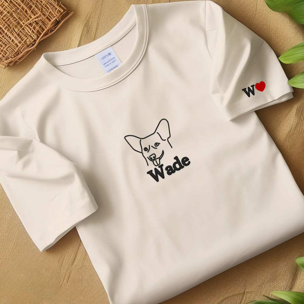 Custom Pet Embroidered T-shirt,Custom Dog Portrait,embroidered sweatshirt,pet Hoodie