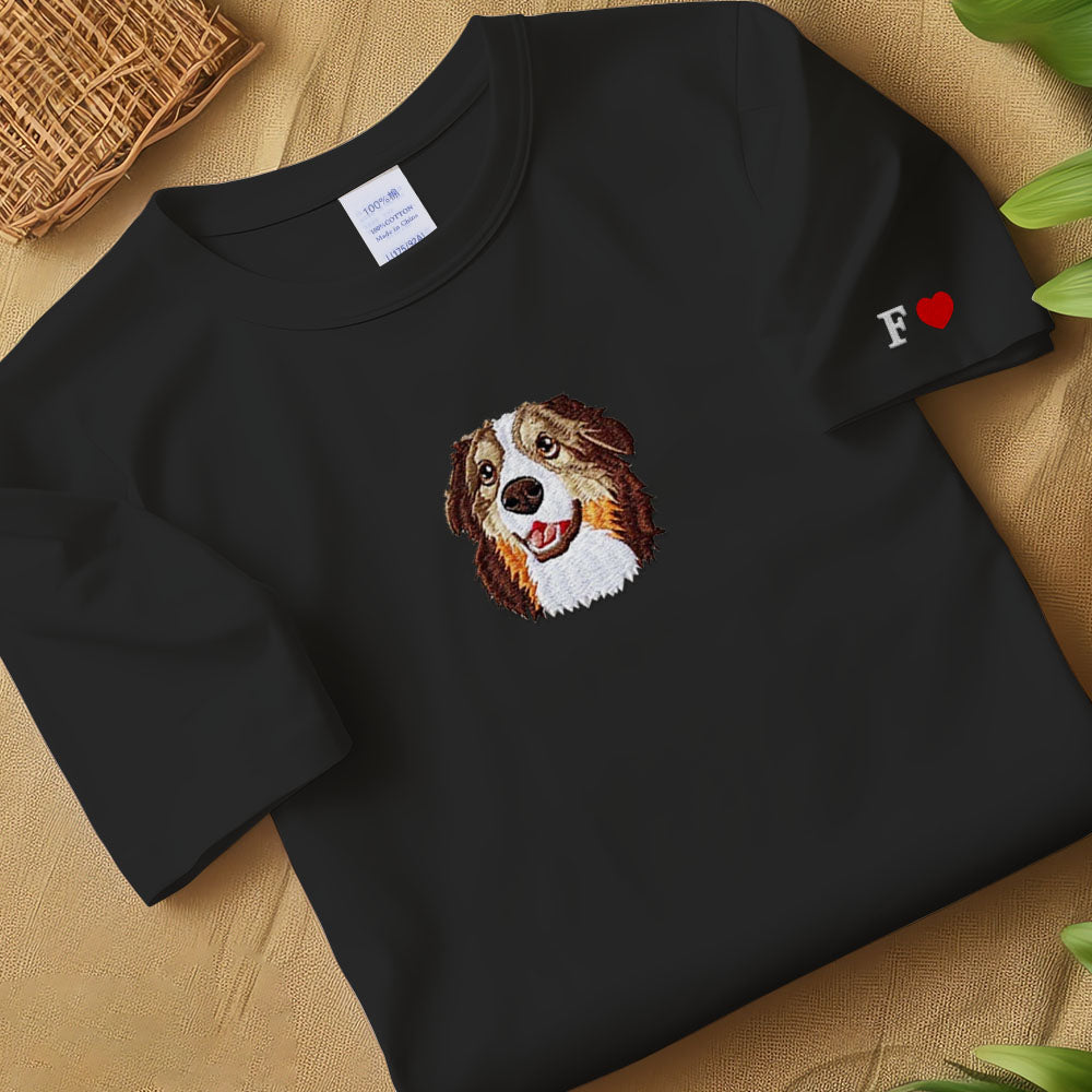 Custom Embroidered Pet From Your Photo T-shirt,Personalized Dog Hoodie, Cat Shirt,Custom Pet Cartoon T-shirt,Pet Lover Gift