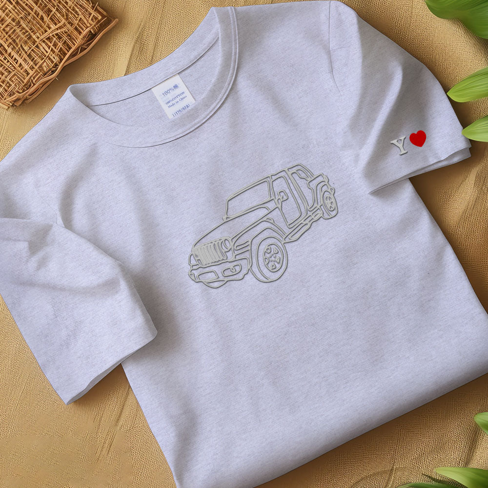 Custom Embroidered Car Outline Sweatshirt From Your Photo,Car Lover Hoodie or Tee,Embroidered Car Hoodie, Custom Car T-shirt, Dad Gift