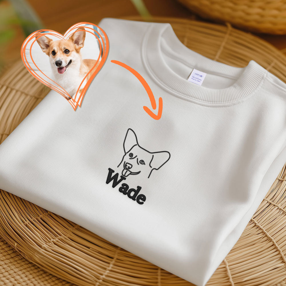 Custom Pet Embroidered T-shirt,Custom Dog Portrait,embroidered sweatshirt,pet Hoodie