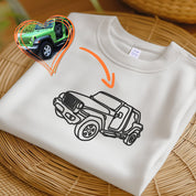 Custom Embroidered Car Outline Sweatshirt From Your Photo,Car Lover Hoodie or Tee,Embroidered Car Hoodie, Custom Car T-shirt, Dad Gift
