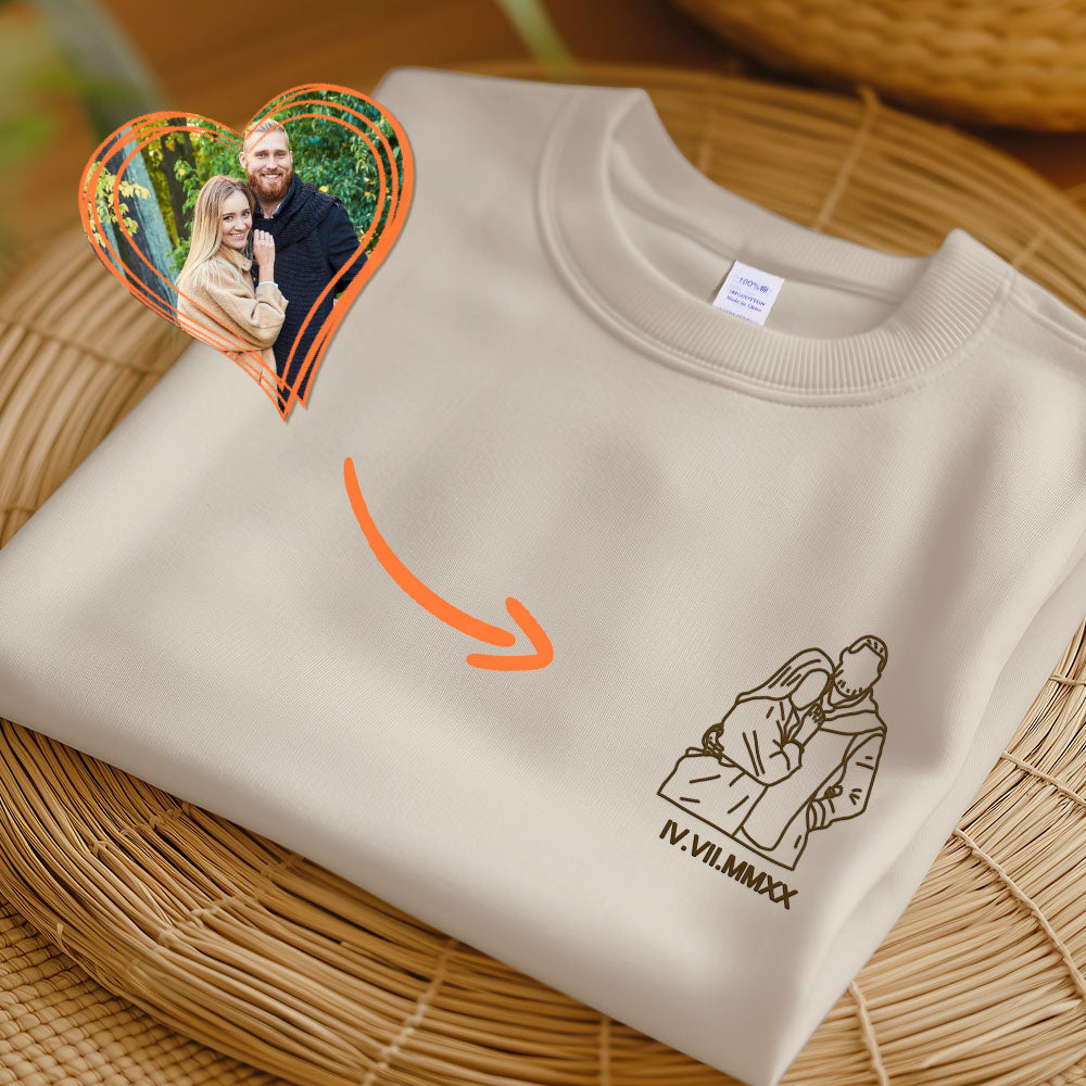 Custom Embroidered Roman Numeral T-shirt,Personalized Couple T-shirt,Custom embroidered T-shirt,Anniversaries Gifts,Couples Gift