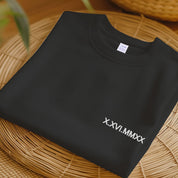 Custom Date Sweater, Roman Numeral Date Initial Heart Embroidered Sweatshirt, Wedding Sweatshirt, Custom Anniversary Date Couple Sweatshirt