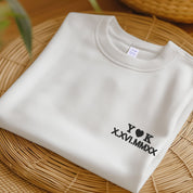 Embroidered T-shirt, Personalised Anniversary Special Date Roman Sweatshirt, Wedding Anniversary, Couple Matching Hoodies, Embroidered numerals