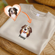 Pet Embroidered T-shirt, Custom Dog Embroidered Sweatshirt, Cat Sweatshirt, Pet Face Comfort Colors Shirt, Unique Gifts For Dog Lovers