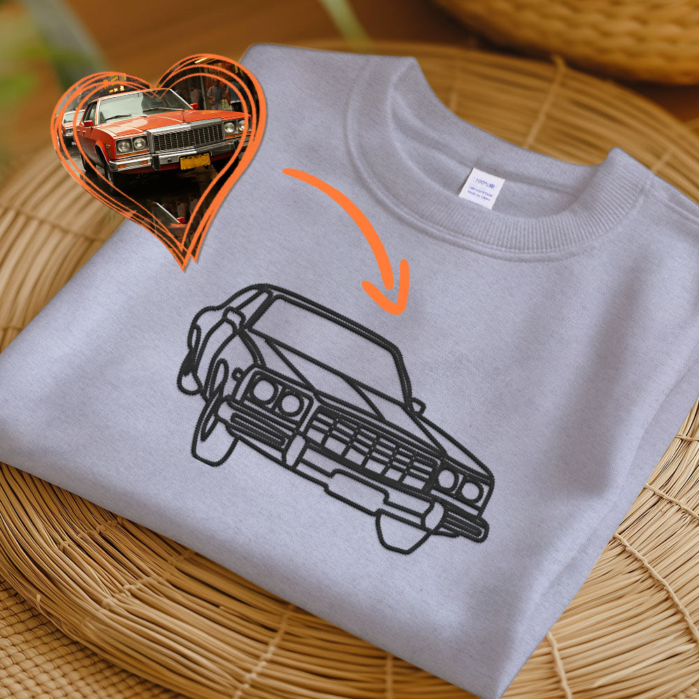Custom Car Sketch T-shirt, Personalised Car Outline from Photo Printed Hoody, Car Photo Boyfriend T-shirt, Car Lover Sweater, Gift for Dad