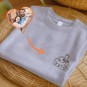 Custom Embroidered Photo T-shirt from Portrait, Personalized Gifts for Couple, Outline Photo T-shirt