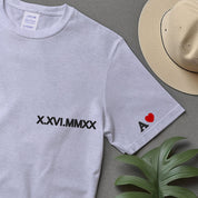 Custom Date Sweater, Roman Numeral Date Initial Heart Embroidered Sweatshirt, Wedding Sweatshirt, Custom Anniversary Date Couple Sweatshirt