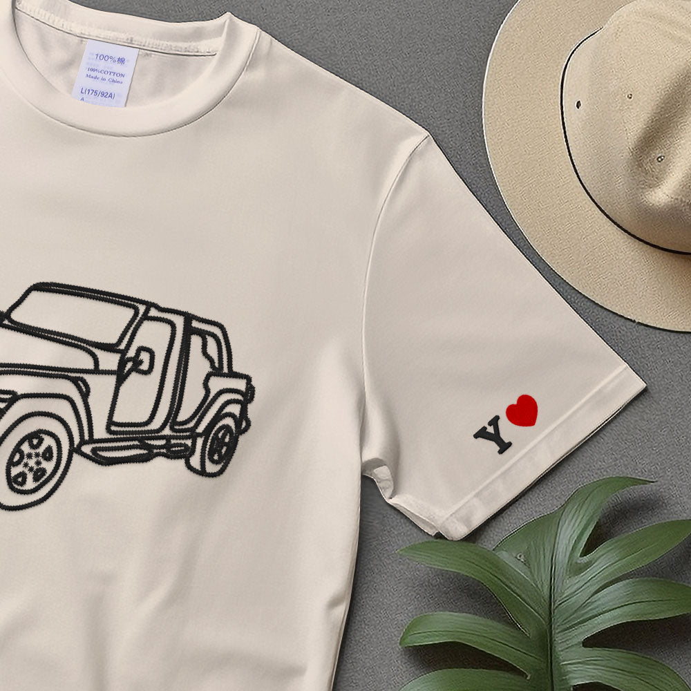 Custom Embroidered Car Outline Sweatshirt From Your Photo,Car Lover Hoodie or Tee,Embroidered Car Hoodie, Custom Car T-shirt, Dad Gift