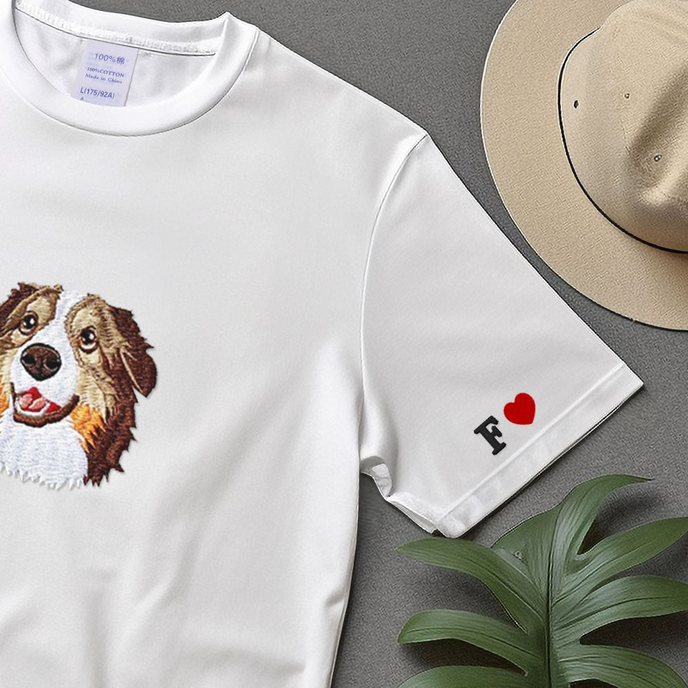 Custom Embroidered Pet From Your Photo T-shirt,Personalized Dog Hoodie, Cat Shirt,Custom Pet Cartoon T-shirt,Pet Lover Gift