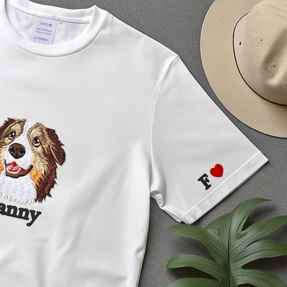 Pet Embroidered T-shirt, Custom Dog Embroidered Sweatshirt, Cat Sweatshirt, Pet Face Comfort Colors Shirt, Unique Gifts For Dog Lovers