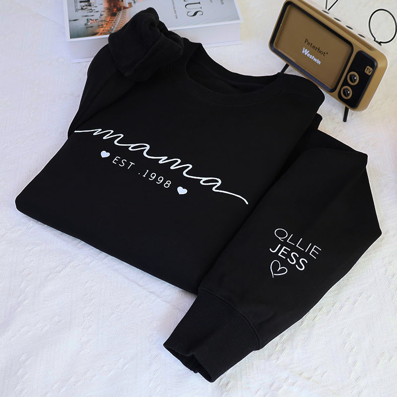 Plus Velvet Style-Personalized Mom Sweatshirt With Kid Names Mom Sweatshirt