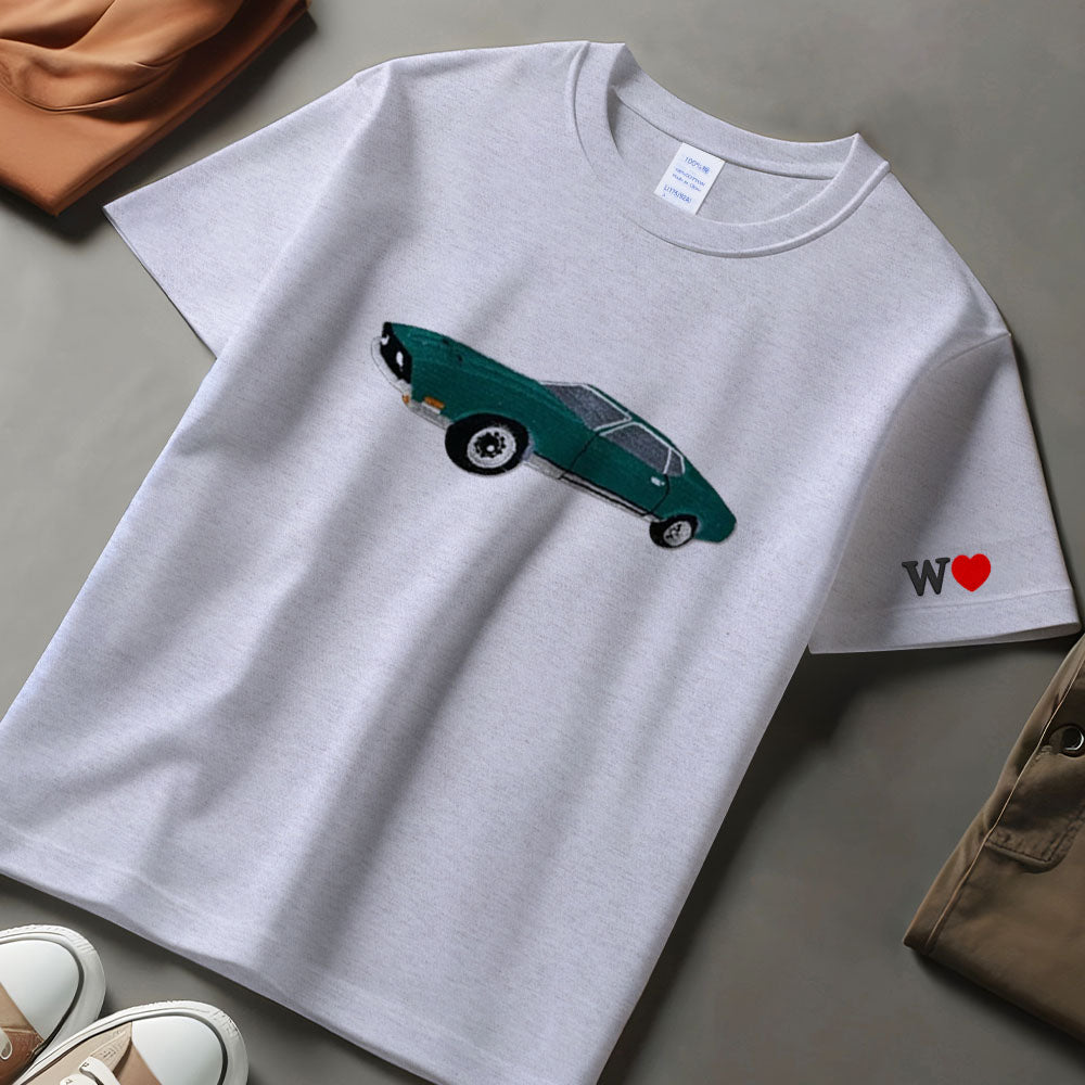 Custom Embroidered Car T-shirt, Car Photo Embroidered, Custom Car T-shirt, Classic Cars Embroidered