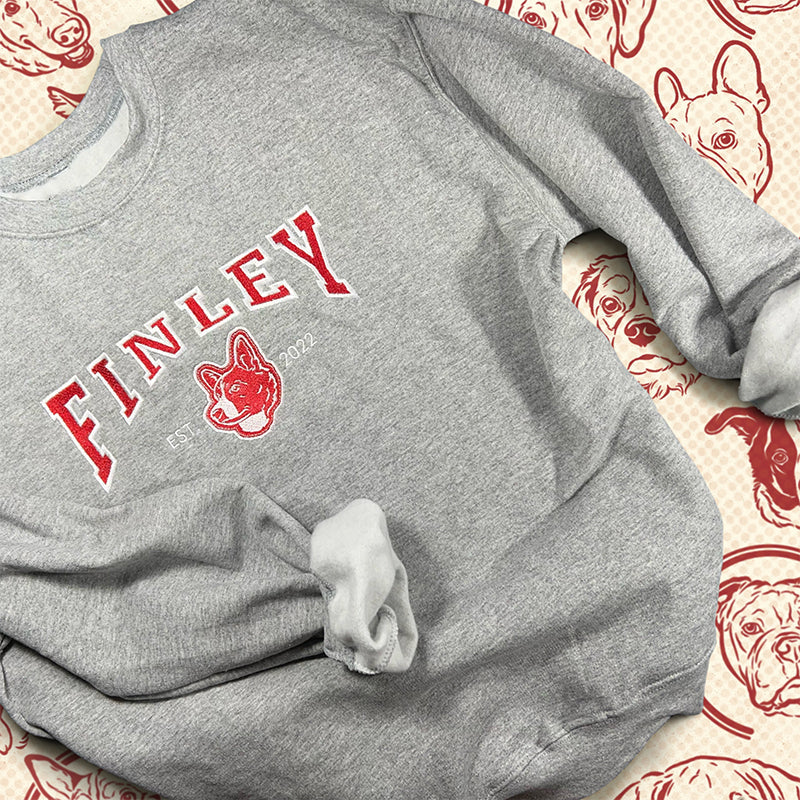 Personalized Embroidered Dog Sweater - Varsity Style College Sweatshirt