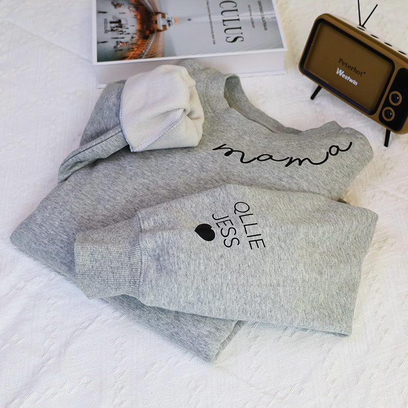 Plus Velvet Style- Best Mama Ever Family Personalized Sweatshirt With Design On Sleeve