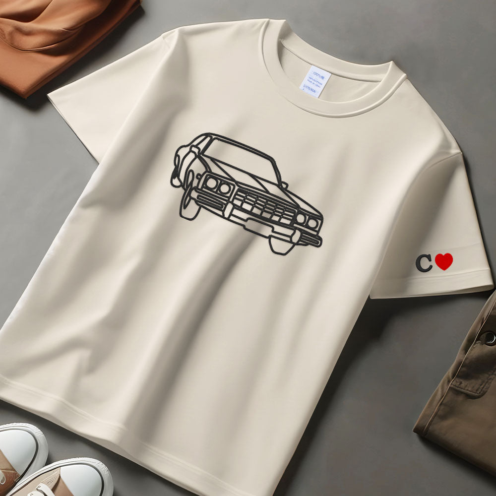 Custom Car Sketch T-shirt, Personalised Car Outline from Photo Printed Hoody, Car Photo Boyfriend T-shirt, Car Lover Sweater, Gift for Dad