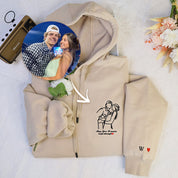 Plus Velvet Style-Custom Couple Hoodie Photo Portrait Hoodie Couple Outline Hoodie